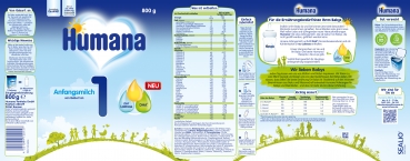 Humana 1 750g (12 Packungen) zzgl. 1 Packung Hipp Windeln Gr.2 Gratis